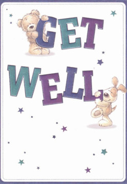 This uplifting get well card captures a unique blend of playful whimsy and sincere care, familiar to anyone who's received a thoughtful floral delivery in Limehouse. At its heart stands an adorable teddy-soft, fuzzy, and perched cheerfully on the letter 'G'-while a spirited puppy, complete with expressive eyes and floppy ears, gently supports 'WELL' below. Their intertwined presence radiates affection and hope, providing comfort reminiscent of a stroll along Narrow Street or the quiet moments in Ropemakers' Fields. Bold, friendly letters in rich hues of purple and teal spring forward, contrasting beautifully against a luminous white background that feels as fresh as a Limehouse morning. Scattered stars in shifting shades softly illuminate the space, amplifying the sense of magic and possibility. The tangible quality of the illustrated fur invites a sense of touch, echoing the nurturing care given to every locally crafted bouquet. Meant for someone in need of cheer-whether recovering at home near Limehouse Cut or simply in need of a smile-this card brings lightness, healing warmth, and a memorable message from a community that values heartfelt connection.